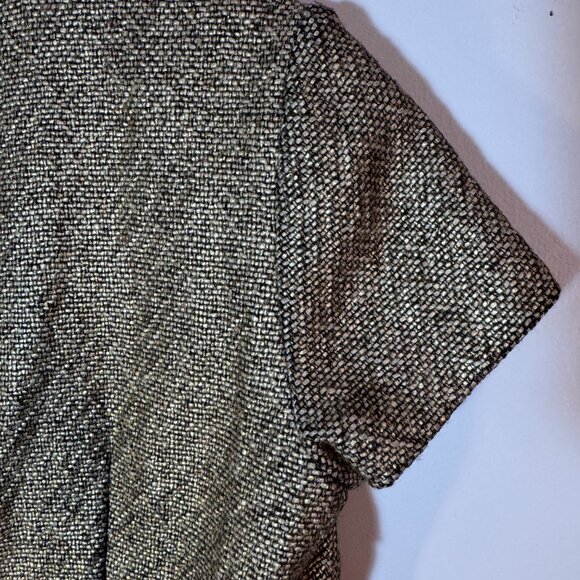 Michael Kors Womens Sheath tweed Dress Tan Metallic Pockets Short Sleeve - Sz 4 - Picture 8 of 9